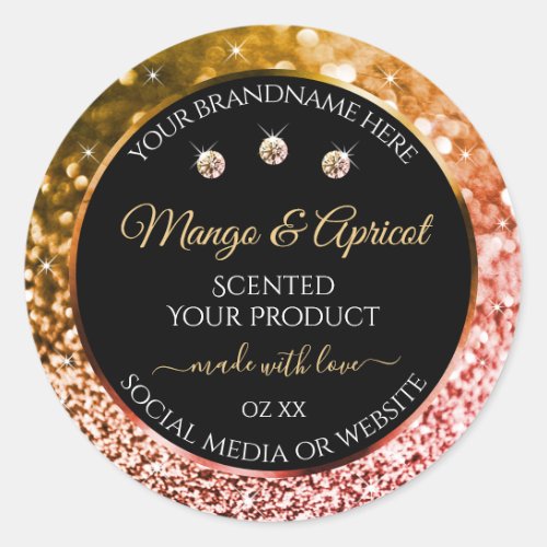 Black Rose Gold and Golden Glitter Product Labels 