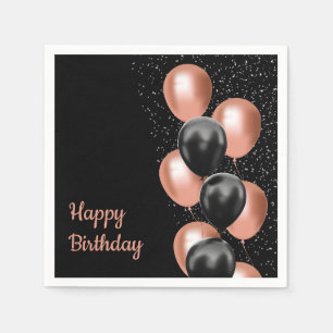 Black Rose Gold Balloon Chic Napkins
