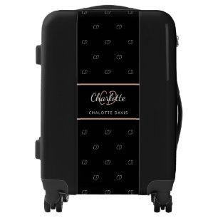 Black rose gold blush monogram name luggage