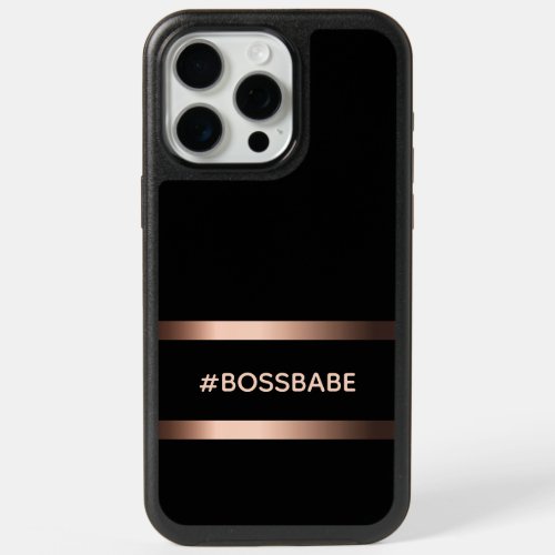 Black rose gold bossbabe minimalist iPhone 15 pro max case