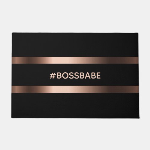 Black rose gold bossbabe motivational doormat