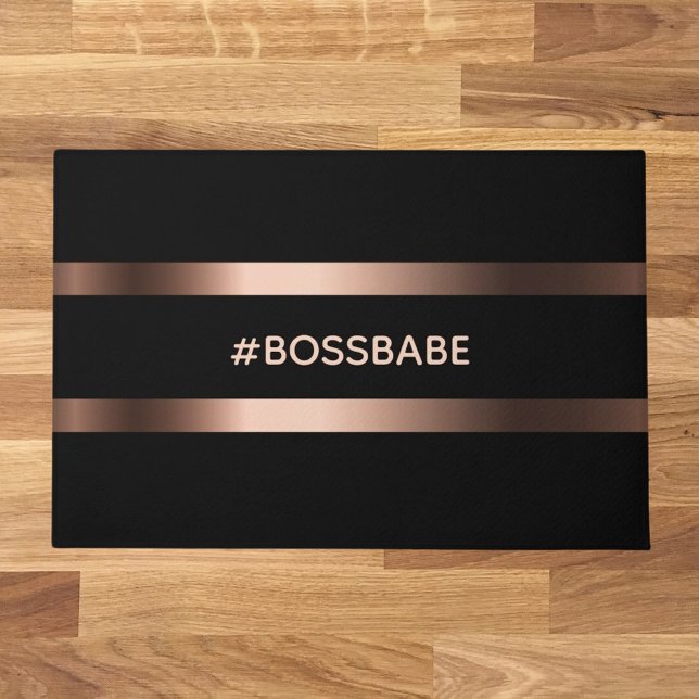 Black rose gold bossbabe motivational doormat (Creator Uploaded)