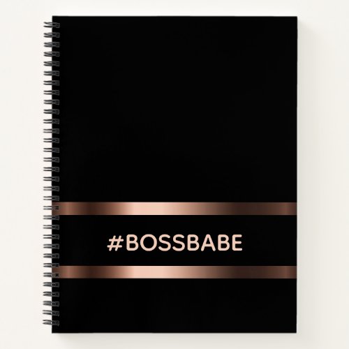 Black rose gold bossbabe motivational notebook