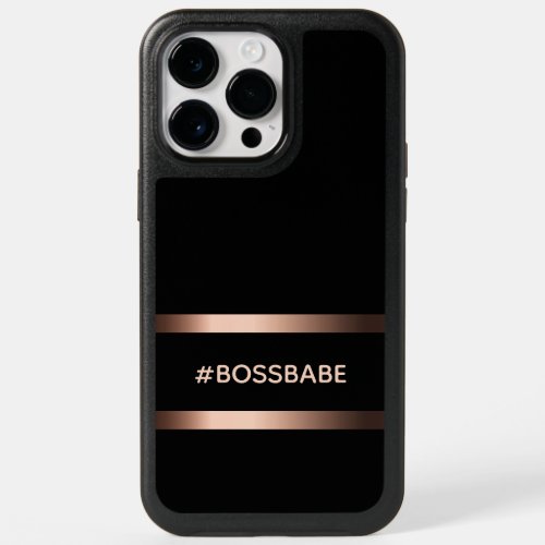 Black rose gold bossbabe motivational OtterBox iPhone 14 pro max case