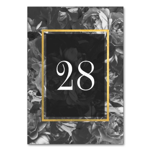 Black Rose Gold Bouquet Table Numbers