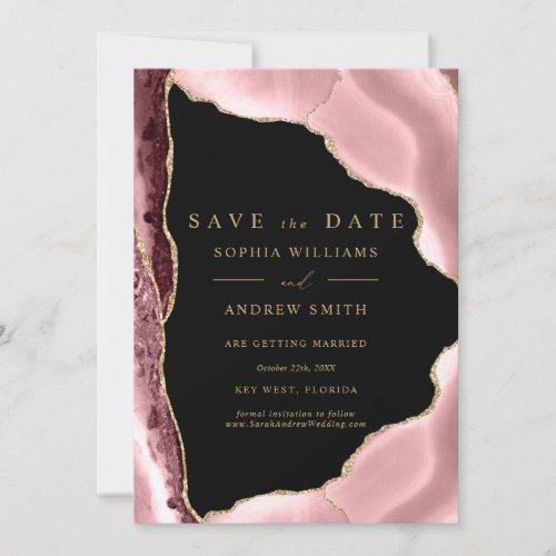 Black  Rose Gold Calligraphy Save the Date Invitation
