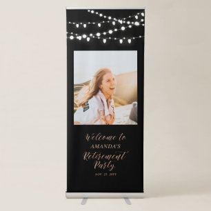 Black & Rose Gold Confetti Retirement Welcome Retractable Banner