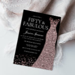 Black Rose Gold Dress Womans 50th Birthday Party  Invitation<br><div class="desc">Black Rose Gold Dress Womans 50th Birthday Party Invitation 50 and fabulous
Variations to the invitation and matching items in our store</div>
