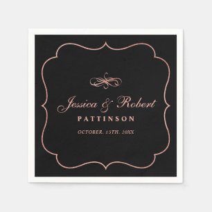 Black & Rose Gold Elegant Classic Wedding Napkin