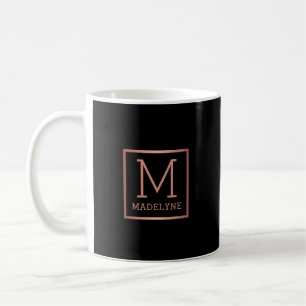 Black Rose Gold Elegant Modern Monogram Coffee Mug