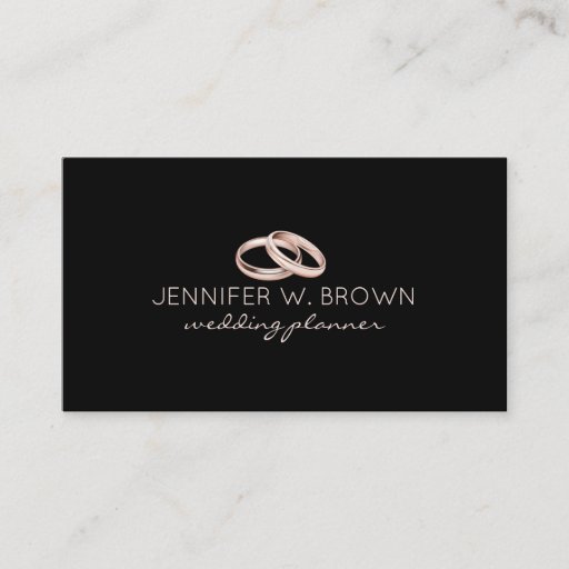 Customizable Black Rose Gold Engagement Wedding Ring Jewelry Business Card