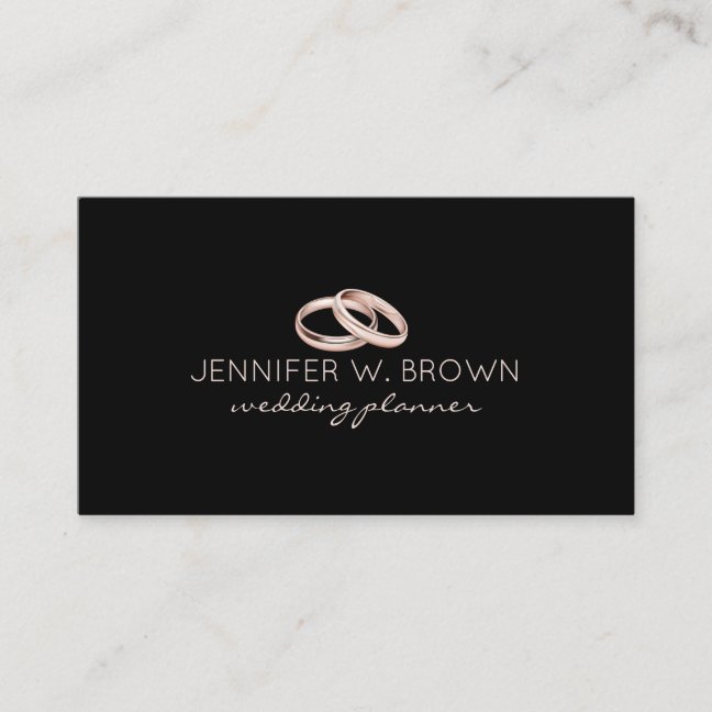 Black Rose Gold Engagement Wedding Ring Jewelry Business Card