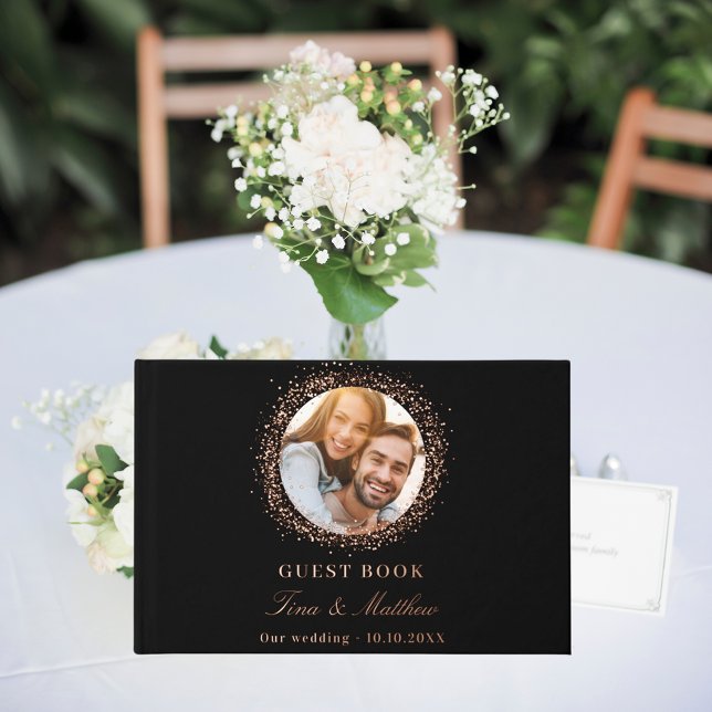 Black rose gold foil photo wedding  foil guest book  (Creator Uploaded)
