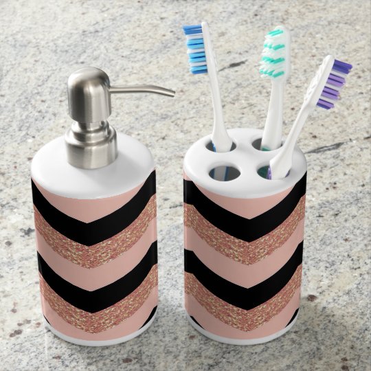 Black & Rose Gold Geometric Bathroom Set