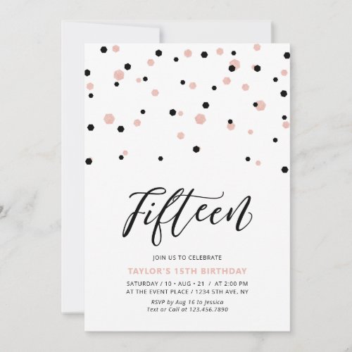 Black & Rose gold Girl 15th Teen Birthday Party