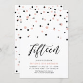Black & Rose gold Girl 15th Teen Birthday Party Invitation (Front/Back)