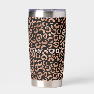 Black Rose Gold Glam Leopard Insulated Tumbler