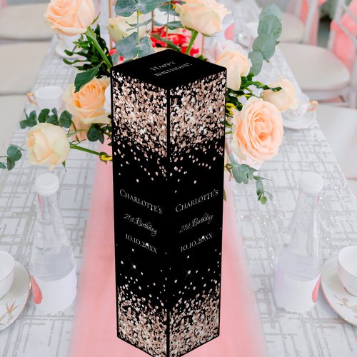 Black rose gold glitter elegant birthday wine box
