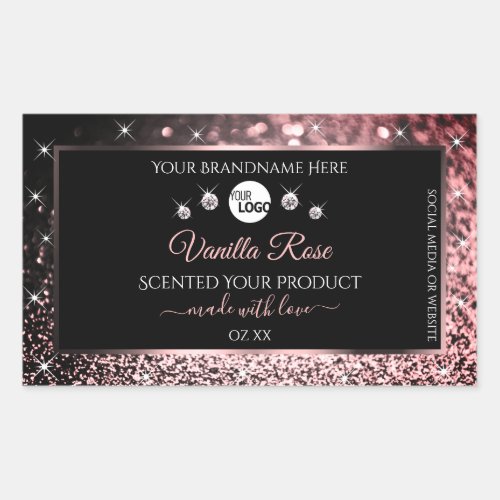 Black Rose Gold Glitter Product Labels Logo Jewels