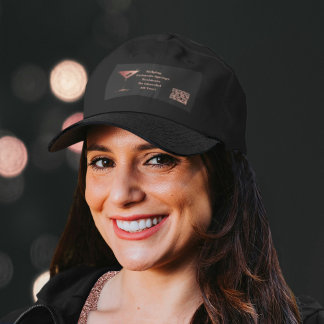 Black & Rose Gold Glitter QR Code Event Bartender  Performance Cap