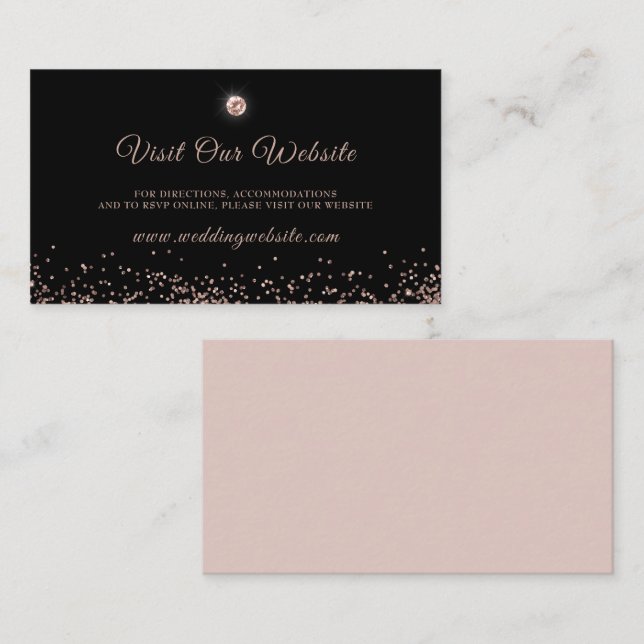 Black Rose Gold Glitter Script Enclosure Card (Front/Back)