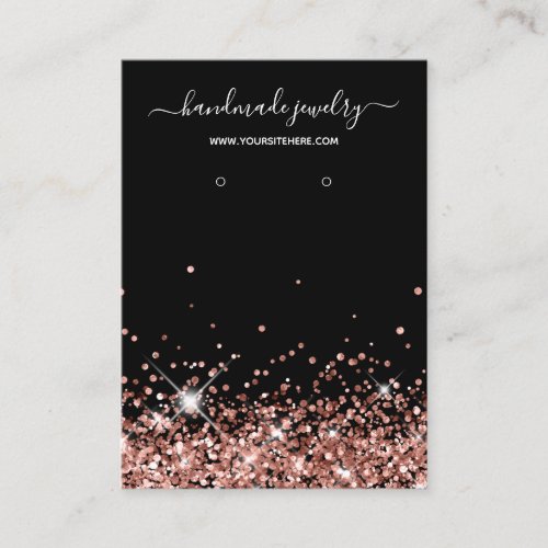 Black Rose Gold Glitter Signature Earring Display Business Card