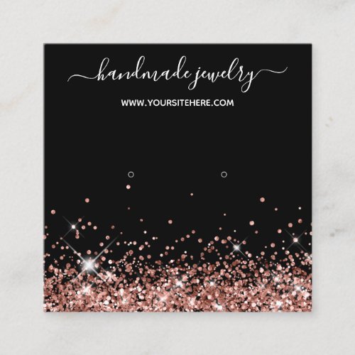 Black Rose Gold Glitter Signature Earring Display Square Business Card