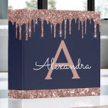 Black Rose Gold Glitter & Sparkle Monogram 3 Ring Binder<br><div class="desc">Black and Rose Gold - Pink Modern Faux Dripping Girly Modern Glitter and Sparkle Elegant Binder for Back to School,  Recipes,  Cookbook,  Work or Wedding or Event Planning. These Binders for Girl's can be customized to include your initial and first name and make a perfect customized and personalized gift.</div>