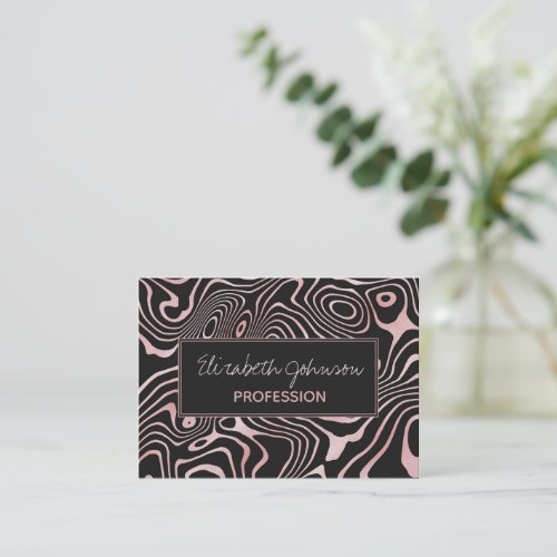 Black Rose Gold liquid swirl Abstract Design Business Card