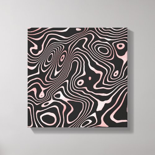 Black Rose Gold liquid swirl Abstract Design Canvas Print