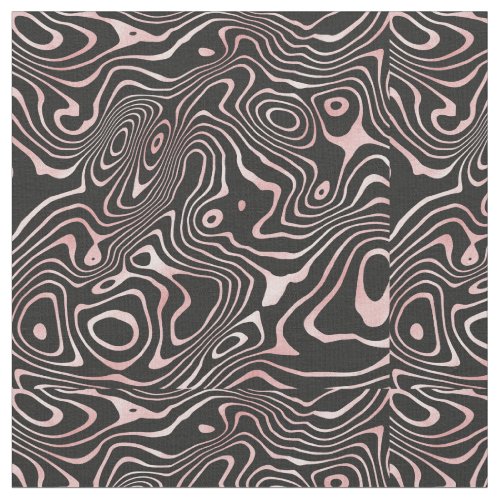 Black Rose Gold liquid swirl Abstract Design Fabric