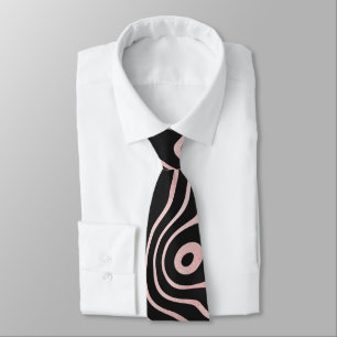 Black Rose Gold liquid swirl Abstract Design Neck Tie