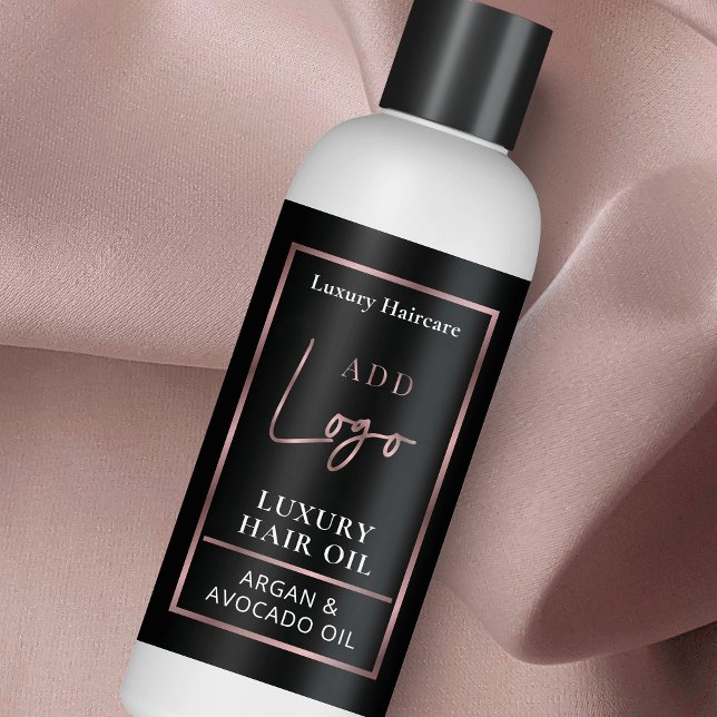 Black & Rose Gold Logo 4 OZ Skincare Packaging Rectangular Sticker (Professional black and rose gold logo product label for standard 4 OZ cosmo bottles *verify size*)