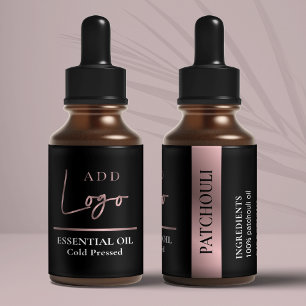 Black & Rose Gold Logo Essential Oil Small Bottle Label