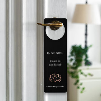 Black & Rose Gold Lotus Logo Door Hanger