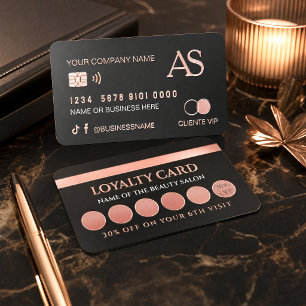 Black & Rose Gold Luxury Beauty Salon  Foil Spot Gloss Business Cards