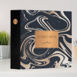 Black rose gold marble copper geometric portfolio 3 ring binder<br><div class="desc">Personal, school (teacher / student) or business sophisticated girly glam binder in modern black and faux rose gold glitter marble with metallic look brushed copper shapes. Personalize it with your name / text inside the label on the front side, your initials name / monogram in the copper circle on the...</div>