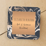 Black rose gold marble glam copper books label<br><div class="desc">Custom stylish girly glam label sticker in modern black and blush faux rose gold glitter marble design with metallic look burnt orange gold brushed copper square. Personalize it with your name and text!</div>