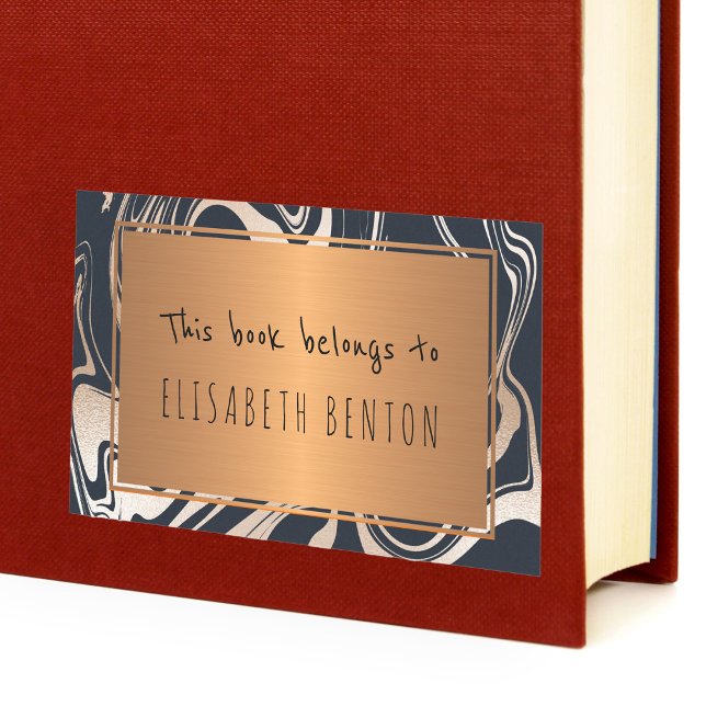 Black rose gold marble glam gold bookplate (Creator Uploaded)