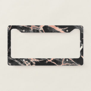Black & Rose Gold Marble License Plate Frame