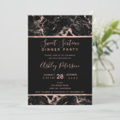 Black rose gold marble typography Sweet 16 Invitation (Standing Front)