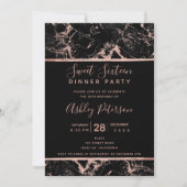 Black rose gold marble typography Sweet 16 Invitation (Front)
