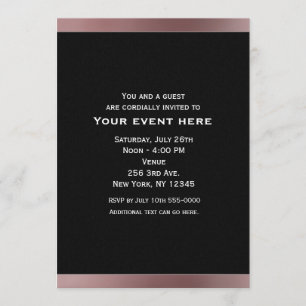 Black & Rose Gold Mauve Pink Party Invitations