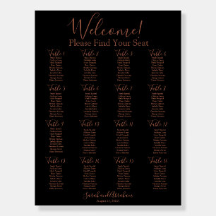 Black Rose Gold Minimalist Wedding Seating Chart Foam Board