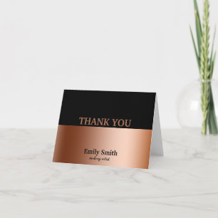 Black & Rose Gold Modern Makeup Artist Letterpress Thank You Card