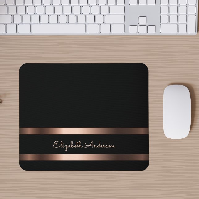 Black rose gold modern name mouse pad (Creator Uploaded)