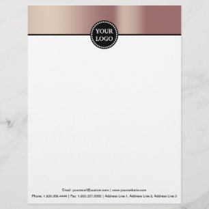 Black & Rose Gold Modern Stationary Monogram Letterhead