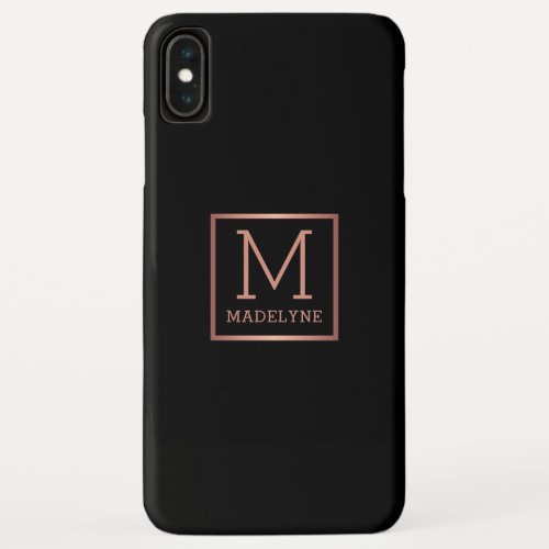 Black Rose Gold Monogram Elegant iPhone XS Max Case