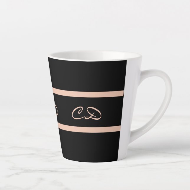 Black rose gold monogram initials elegant script latte mug (Right)
