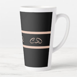 Black rose gold monogram initials elegant script latte mug